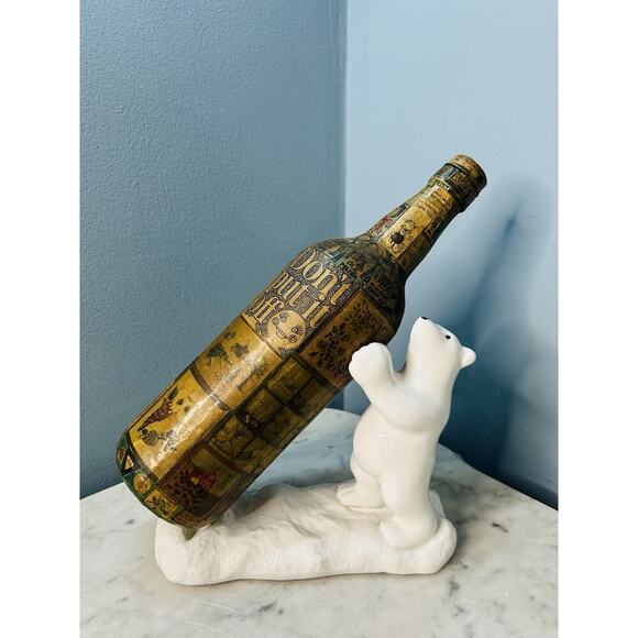 New Polar Bear White Ceramic Wine Bottle Holder Stand Rack Kitchen Bar Lodge - Picture 12 of 14